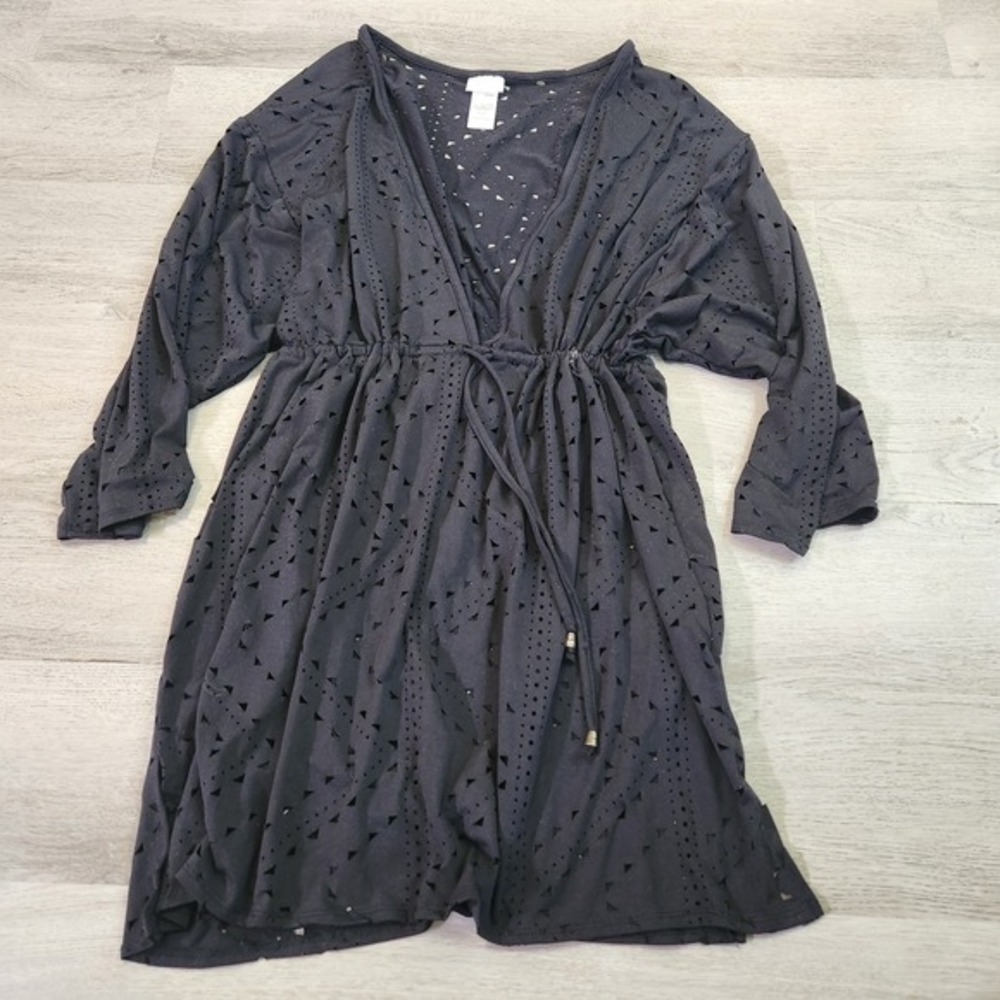 Dotti Swimsuit‎ Cover Up Womens Santorini Tile Kimono Size Small Black Swim